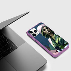 Чехол iPhone 11 Pro матовый Девушка в зеленом платье, цвет: 3D-фиолетовый — фото 2