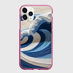 Чехол iPhone 11 Pro матовый Волна из нитей, цвет: 3D-малиновый