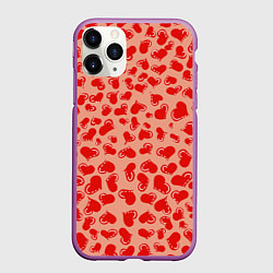 Чехол iPhone 11 Pro матовый Сердца любви, цвет: 3D-фиолетовый
