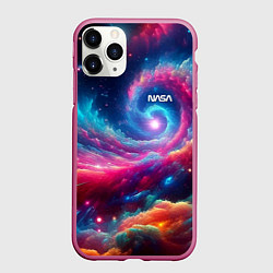 Чехол iPhone 11 Pro матовый Неоновая галактическая спираль - нейроарт, цвет: 3D-малиновый