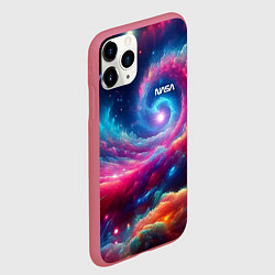 Чехол iPhone 11 Pro матовый Неоновая галактическая спираль - нейроарт, цвет: 3D-малиновый — фото 2