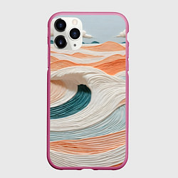Чехол iPhone 11 Pro матовый Персиковые волны, цвет: 3D-малиновый