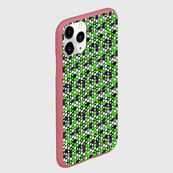 Чехол iPhone 11 Pro матовый Киберпанк шестиугольники зелёные, цвет: 3D-малиновый — фото 2