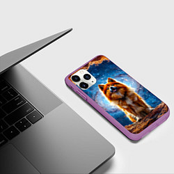 Чехол iPhone 11 Pro матовый Финский лаппхунд в космосе, цвет: 3D-фиолетовый — фото 2