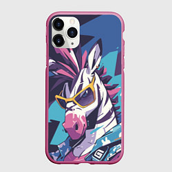 Чехол iPhone 11 Pro матовый Модная зебра, цвет: 3D-малиновый