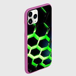 Чехол iPhone 11 Pro матовый Neon Honeycombs, цвет: 3D-фиолетовый — фото 2