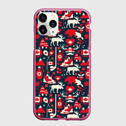 Чехол iPhone 11 Pro матовый Канада, цвет: 3D-малиновый