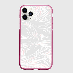 Чехол iPhone 11 Pro матовый Серо-розовые разводы - абстрактный узор, цвет: 3D-малиновый