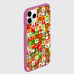 Чехол iPhone 11 Pro матовый Новогодние снеговики и снежные бабы, цвет: 3D-фиолетовый — фото 2