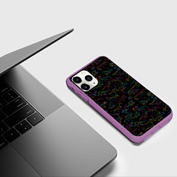 Чехол iPhone 11 Pro матовый Кислотные динозаврики, цвет: 3D-фиолетовый — фото 2