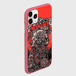 Чехол iPhone 11 Pro матовый Metallica - iron skeleton, цвет: 3D-малиновый — фото 2