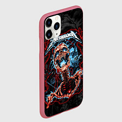 Чехол iPhone 11 Pro матовый Metallica - electric skeleton, цвет: 3D-малиновый — фото 2