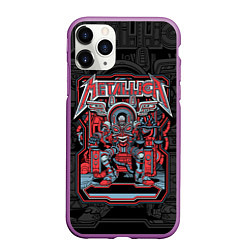 Чехол iPhone 11 Pro матовый Metallica - skeleton robot, цвет: 3D-фиолетовый