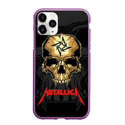 Чехол iPhone 11 Pro матовый Metallica - skull with fangs, цвет: 3D-фиолетовый