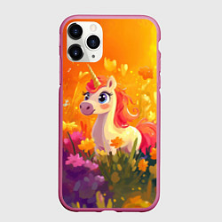 Чехол iPhone 11 Pro матовый Милая енинорожка, цвет: 3D-малиновый