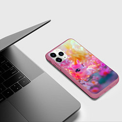 Чехол iPhone 11 Pro матовый Маленькая милая единорожка, цвет: 3D-малиновый — фото 2