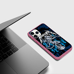 Чехол iPhone 11 Pro матовый Metallica - damn, цвет: 3D-малиновый — фото 2
