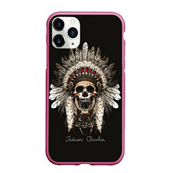 Чехол iPhone 11 Pro матовый Cherokee Indian, цвет: 3D-малиновый