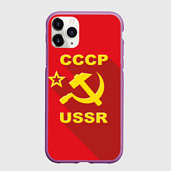 Чехол iPhone 11 Pro матовый СССР серп и молот, цвет: 3D-фиолетовый
