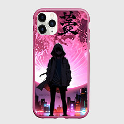 Чехол iPhone 11 Pro матовый Аниме и розовая луна, цвет: 3D-малиновый