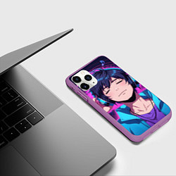 Чехол iPhone 11 Pro матовый Любитель музыки, цвет: 3D-фиолетовый — фото 2