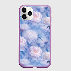 Чехол iPhone 11 Pro матовый Цветы в туманности, цвет: 3D-фиолетовый