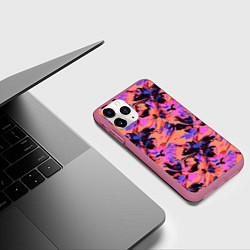 Чехол iPhone 11 Pro матовый Абстрактные цветы - текучая краска, цвет: 3D-малиновый — фото 2