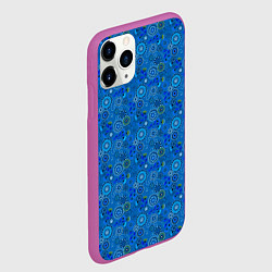 Чехол iPhone 11 Pro матовый Этнический синий деревенский абстрактный узор, цвет: 3D-фиолетовый — фото 2