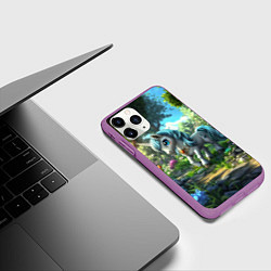 Чехол iPhone 11 Pro матовый Единорожка в дневном лесу, цвет: 3D-фиолетовый — фото 2