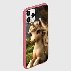 Чехол iPhone 11 Pro матовый Единорожка кофейного цвета, цвет: 3D-малиновый — фото 2