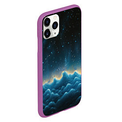 Чехол iPhone 11 Pro матовый Облака и черное небо текстура, цвет: 3D-фиолетовый — фото 2