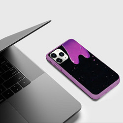Чехол iPhone 11 Pro матовый Фиолетовая стекающая краска, цвет: 3D-фиолетовый — фото 2
