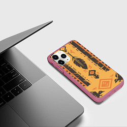 Чехол iPhone 11 Pro матовый Прикид индейца, цвет: 3D-малиновый — фото 2