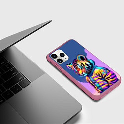 Чехол iPhone 11 Pro матовый Cool tiger cub - pop art, цвет: 3D-малиновый — фото 2