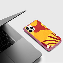 Чехол iPhone 11 Pro матовый Жаркий африканский паттерн, цвет: 3D-малиновый — фото 2
