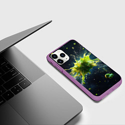 Чехол iPhone 11 Pro матовый Зеленая частица слизи, цвет: 3D-фиолетовый — фото 2
