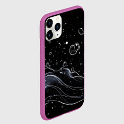 Чехол iPhone 11 Pro матовый Белые абстрактные полосы и кляксы, цвет: 3D-фиолетовый — фото 2