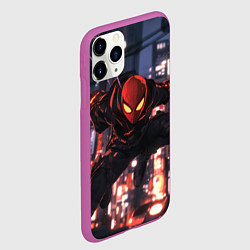 Чехол iPhone 11 Pro матовый Человек паук в черном, цвет: 3D-фиолетовый — фото 2