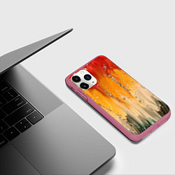 Чехол iPhone 11 Pro матовый Красочная текстура с блестяшками, цвет: 3D-малиновый — фото 2