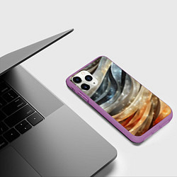 Чехол iPhone 11 Pro матовый Блестящая волнистая текстура, цвет: 3D-фиолетовый — фото 2