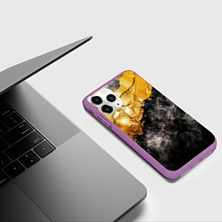 Чехол iPhone 11 Pro матовый Золотая текстурная плашка, цвет: 3D-фиолетовый — фото 2