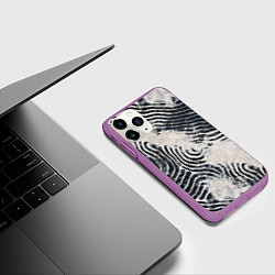 Чехол iPhone 11 Pro матовый Текстура гранж - абстрактные линии, цвет: 3D-фиолетовый — фото 2