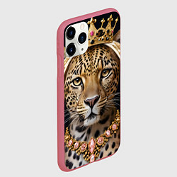 Чехол iPhone 11 Pro матовый Леопард с короной, цвет: 3D-малиновый — фото 2