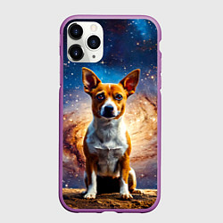 Чехол iPhone 11 Pro матовый Басенджи в космосе, цвет: 3D-фиолетовый