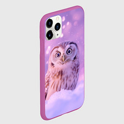 Чехол iPhone 11 Pro матовый Удивленная сова, цвет: 3D-фиолетовый — фото 2