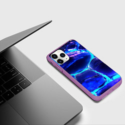 Чехол iPhone 11 Pro матовый Объемные плиты в неоновом свечение, цвет: 3D-фиолетовый — фото 2
