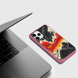 Чехол iPhone 11 Pro матовый Красно-черная потертая текстура, цвет: 3D-малиновый — фото 2