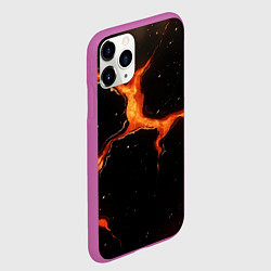 Чехол iPhone 11 Pro матовый Оранжевый разлом на черной текстуре, цвет: 3D-фиолетовый — фото 2