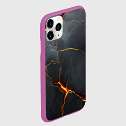 Чехол iPhone 11 Pro матовый Серая текстура с золотым изломом, цвет: 3D-фиолетовый — фото 2