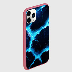 Чехол iPhone 11 Pro матовый Голубая потертая текстура с разломом, цвет: 3D-малиновый — фото 2
